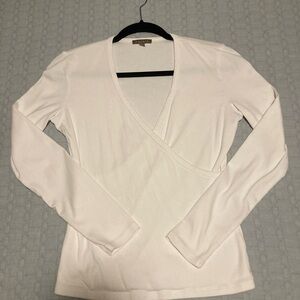 Lilla P White Long Sleeve Wrap Blouse